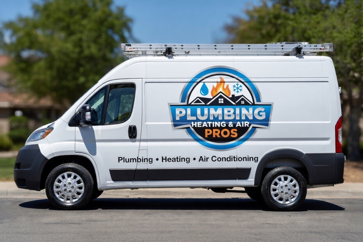 Local plumbing heating and air service van serving Laguna Beach